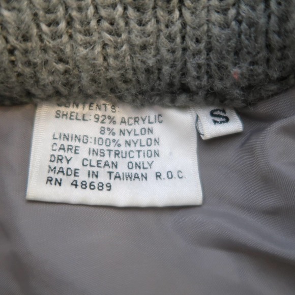 Vintage 80s grey and pink rose floral slouchy dolman sleeve cardigan sweater S - Picture 8 of 8